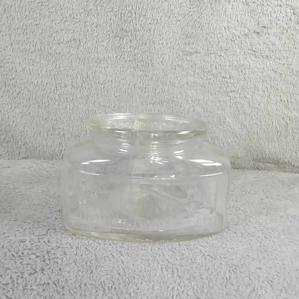 Vintage Clear Pressed Glass Hexagon Candy Dish Scroll Pattern Apothecary Jar Lid